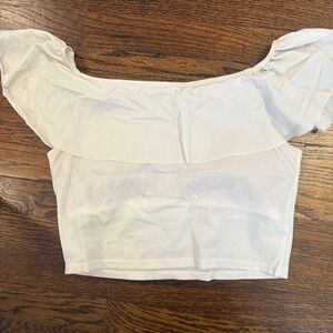 Kortni Jeane White Ruffle Off Shoulder Swim Top- Medium